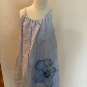 Zara Pale Blue Floral Spaghetti-Strap Dress